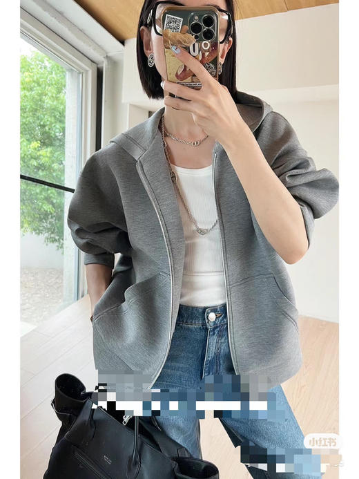 【断码 清仓 凑单】 MO&CO 空气棉外套 女士 空气棉 中灰色 卫衣外套 商品图4