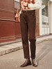OLrain欧芮儿咖色直筒牛仔裤女秋冬2023年新款时尚百搭加绒烟管裤 商品缩略图0