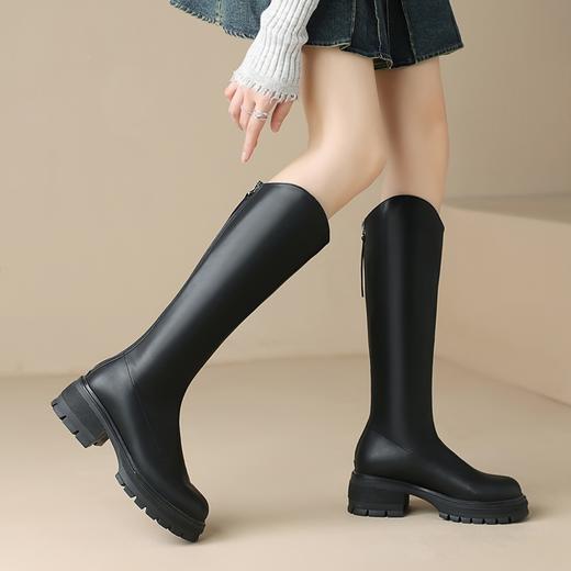 ZHR长筒靴女2023年秋季新款百搭显瘦加绒休闲飒爽加绒骑士长筒靴 商品图2