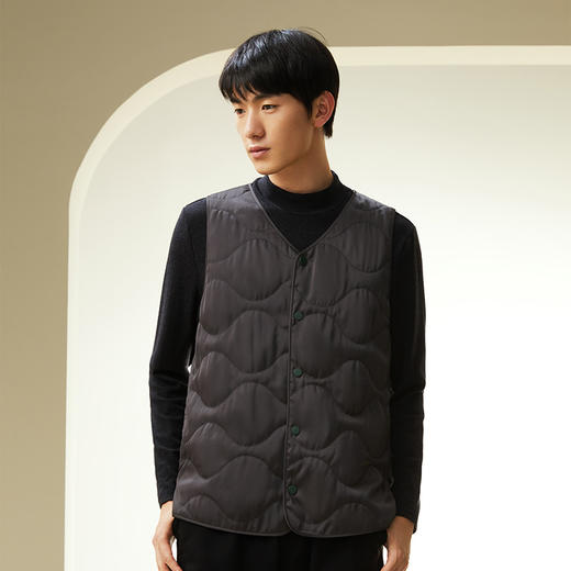 金三塔桑蚕丝填充保暖背心男简约v领舒适可外穿冬季马甲棉袄棉衣   NSMDD730 商品图3