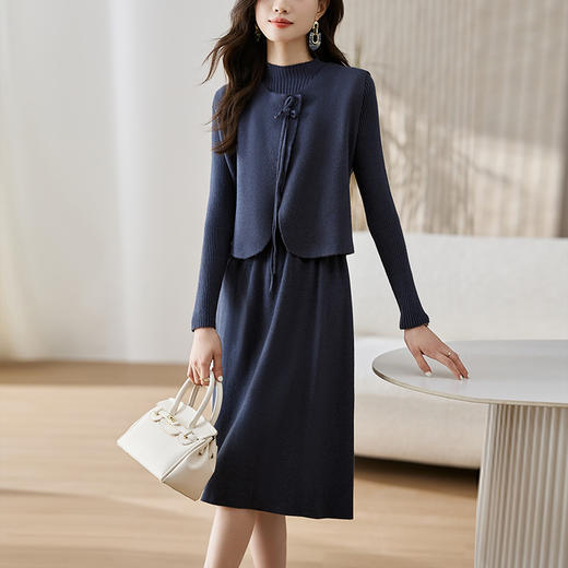 洋气收腰显瘦，马甲背心毛衣裙两件套CC-LL846 商品图1