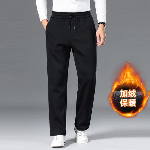 【新款DZP】大依优型大码加绒休闲裤松紧腰直口加肥加大宽松舒适运动裤男装加绒裤子长裤 商品图0