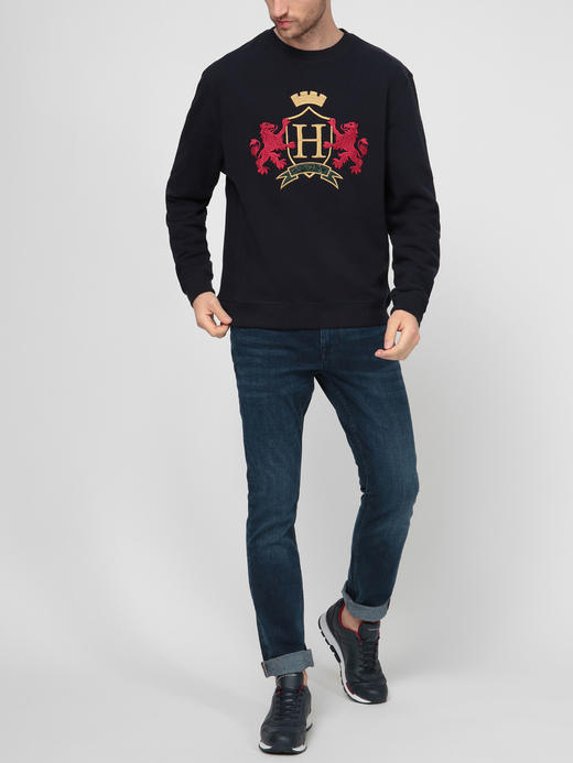 秋季新款 男士休闲时尚 精致家族徽章刺绣图案 圆领套头卫衣 T-1209 商品图1