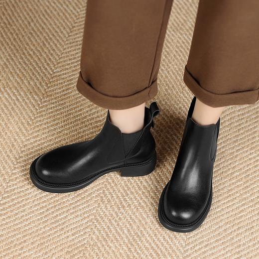ZHR短靴2023秋冬新款厚底休闲短靴女显瘦靴子便捷套脚切尔西短靴 商品图2
