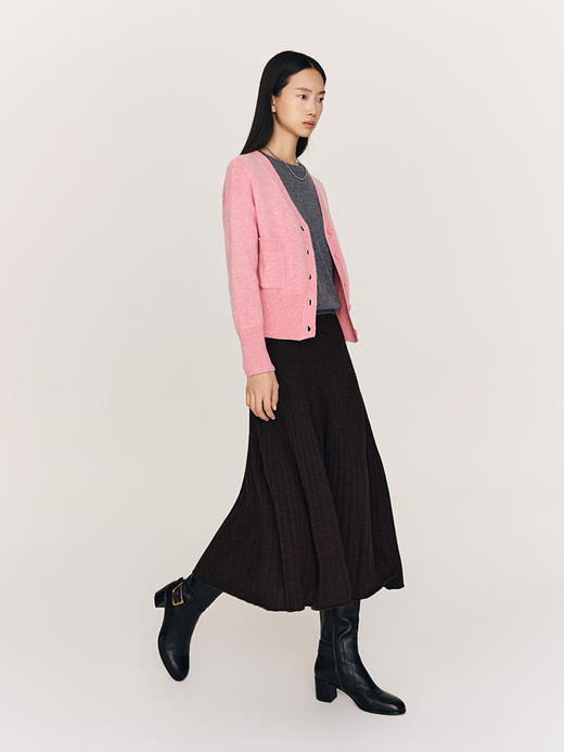 超细48支100%美丽诺羊毛坑条伞摆半裙FB465823N 商品图4