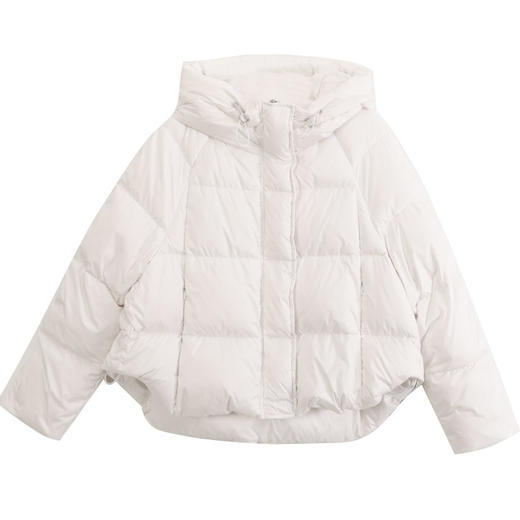 玳莎白鸭绒加厚羽绒服女2023冬季新款白色简约连帽插肩袖外套   DD41306 商品图4