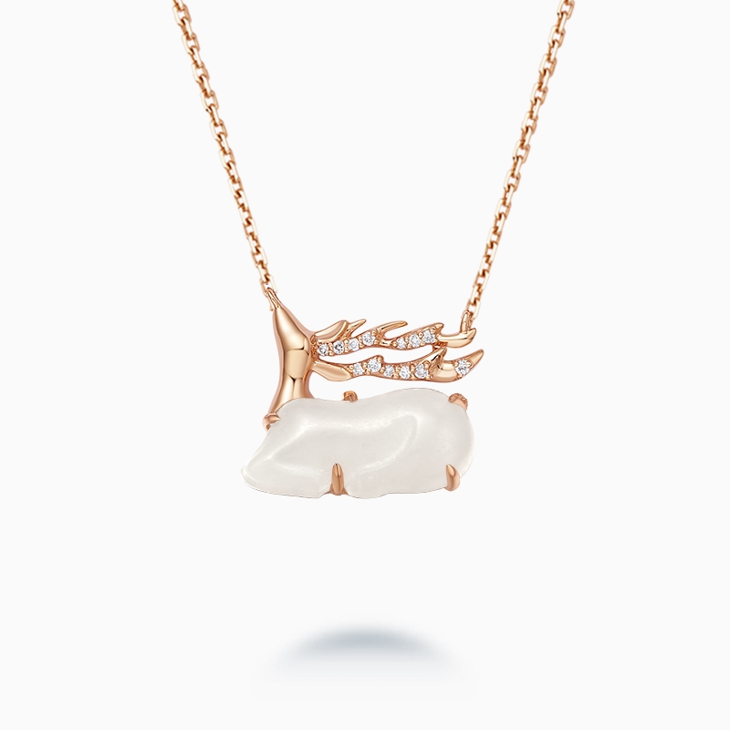 ［C+Vogues系列］ 18K金和田玉钻石项链