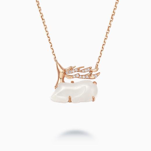 ［C+Vogues系列］ 18K金和田玉钻石项链 商品图0