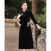改良复古丝绒旗袍套装，秋季新款气质民国风绣花斗篷旗袍裙BJS-8002 商品缩略图4