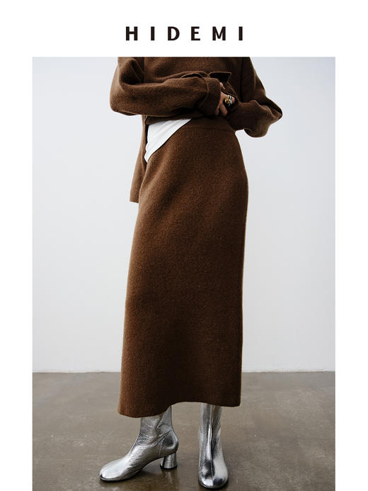 HIDEMI 骆驼毛羊毛花纱混纺加厚款毛衣半身裙套装 毛衣/半身裙 商品图6