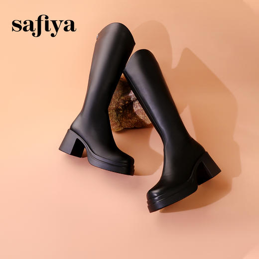 Safiya/索菲娅2023秋冬腿精女孩炸街显腿长百搭粗跟厚底骑士靴 SF34117404 商品图2