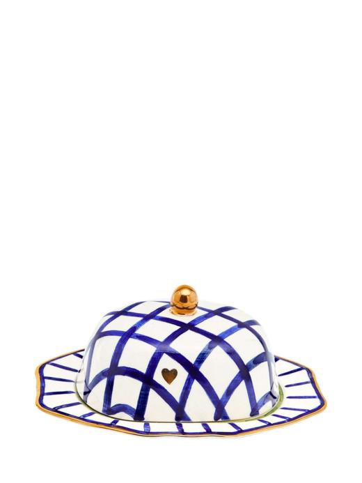 Gunia 粉绿格纹/蓝金格纹手绘陶瓷黄油盘 商品图4