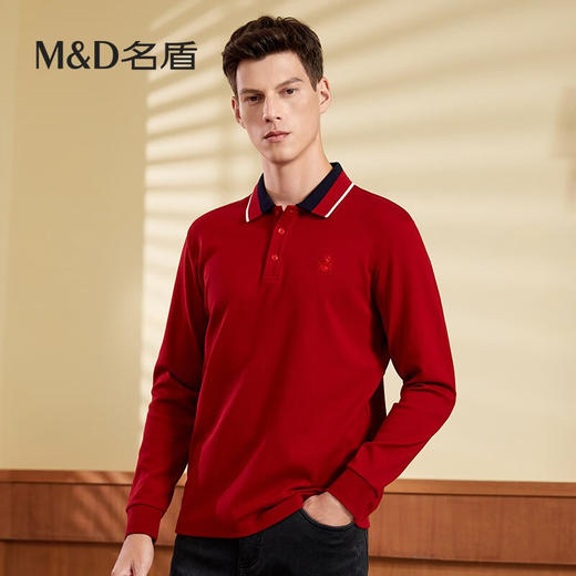 【名盾】MD名盾长袖polo衫男纯色撞色领商务休闲翻领保罗衫11567 商品图3