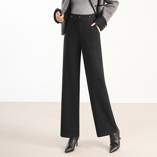 MYX-HWM-82331-Y，时髦阔腿裤高腰休闲裤宽松直筒裤秋冬季新款时尚女装毛呢裤 商品图4
