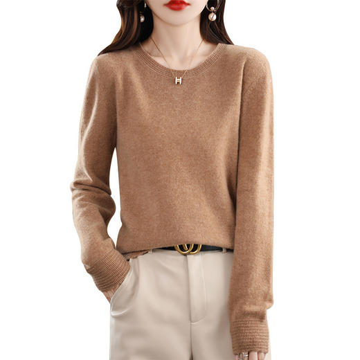 春秋女式圆领套头宽松大码显瘦针织打底毛衣QH-NJR-025 商品图4