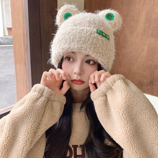 【韩版可爱小熊帽，针织帽潮显脸小！】大头围软糯可爱小熊耳朵毛绒帽，女秋冬季保暖显脸小，宽松甜美护耳帽 商品图1
