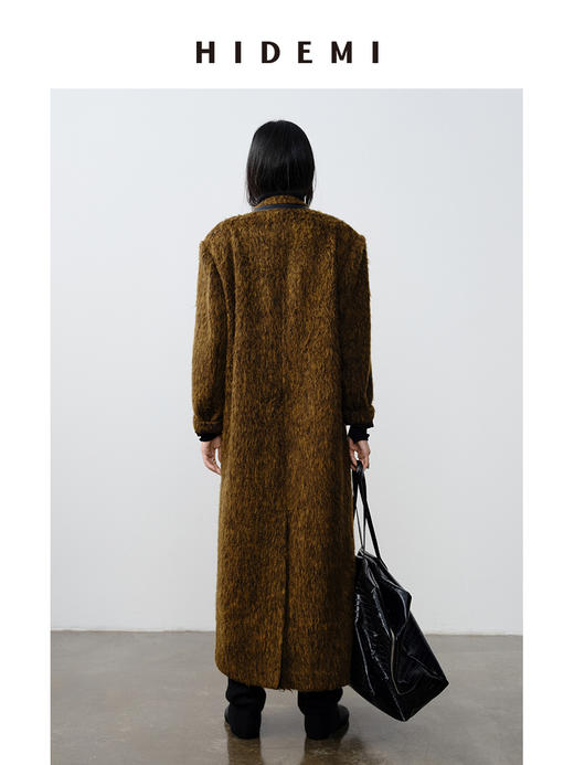 HIDEMI alpaca长毛羊驼毛苏力无领式垫肩一粒扣西装大衣 长款/短款 商品图6