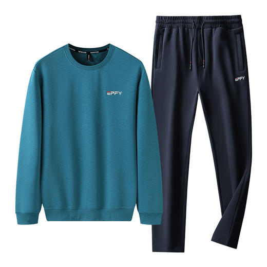 【新款DZP】大依优型大码加绒套装卫衣裤子长袖弹力加肥加大胖子上衣男士T恤肥佬打底男装保暖 商品图2