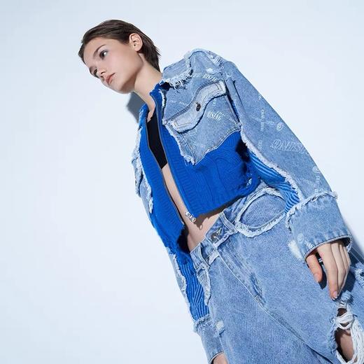 牛仔针织拼接开衫 商品图3