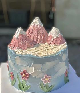黑巢-唯美富士山小清新生日蛋糕