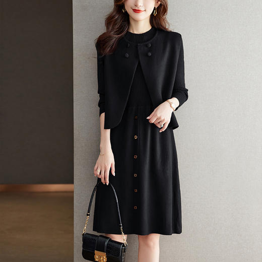 针织马甲开衫，长款毛衣裙两件套CC-LL-829 商品图2