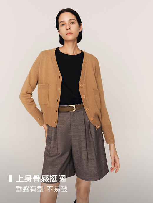 羊毛混涤花纱 褶裥短裤FB468323N 商品图3