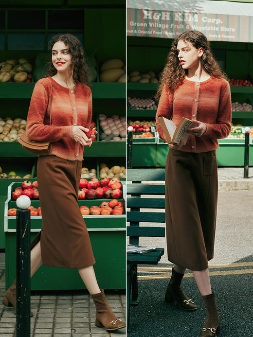 OLrain欧芮儿渐变套头毛衣女春季2025年新款宽松珍珠扣毛织外套 商品图3