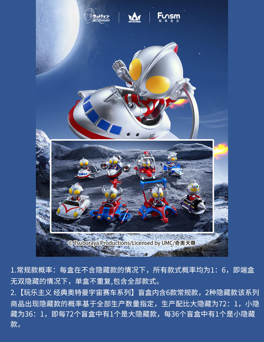 玩乐主义 经典奥特曼 宇宙赛车系列 6只/盒 盲盒 商品图0