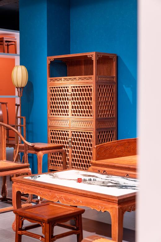 红桥红  家具严选  缅甸花梨（大果紫檀）【188 龟背纹亮格柜】 商品图1