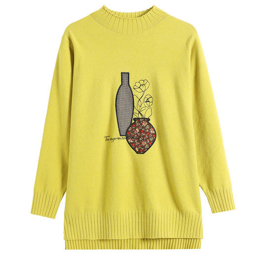 秋冬新款，配大衣毛衣女士中长款宽松大码加厚洋气刺绣打底衫CC-LZ-23108 商品图4