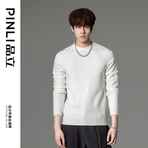 PINLI品立秋季新款男圆领长袖套头针织衫打底毛衣GD233210117 商品图0