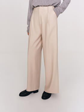 发热云朵裤 日本进口双面磨毛锁温褶裥直筒裤FB479323N