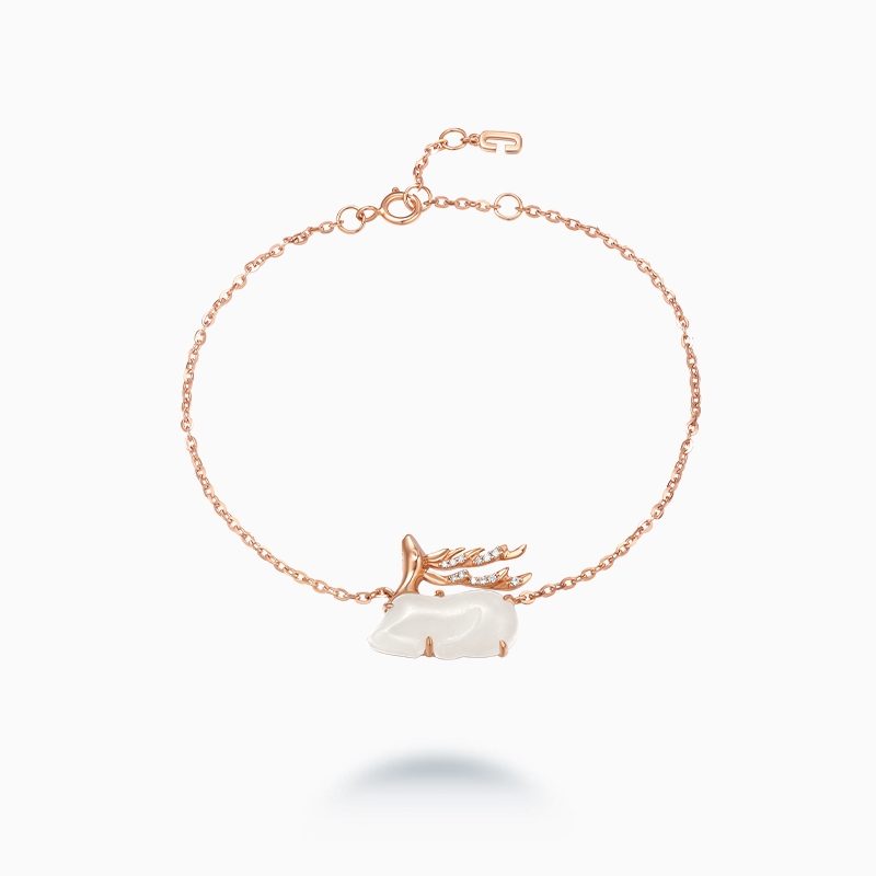 ［C+Vogues系列］ 18K金和田玉钻石手链