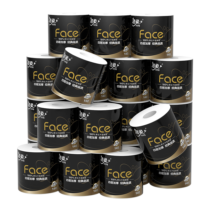 洁柔卷纸黑Face 加厚4层140克27卷TJ228-27E