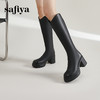 Safiya/索菲娅2023秋冬腿精女孩炸街显腿长百搭粗跟厚底骑士靴 SF34117404 商品缩略图0