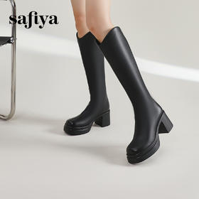 Safiya/索菲娅2023秋冬腿精女孩炸街显腿长百搭粗跟厚底骑士靴 SF34117404