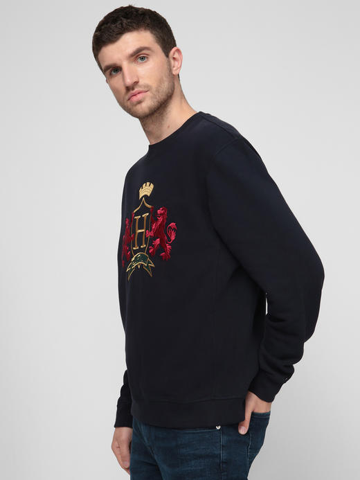 秋季新款 男士休闲时尚 精致家族徽章刺绣图案 圆领套头卫衣 T-1209 商品图3