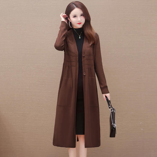 时尚针织风衣外套，长款弹力休闲毛大衣QYM-XY-23LX6003-Y 商品图4