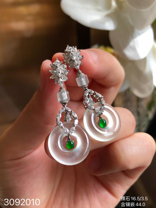 玻璃种平安扣耳坠    86999【3092010】 商品图3