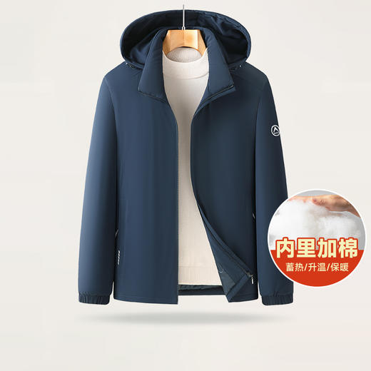 【一口价】【新款DZP】大依优型薄棉服加棉夹克外套男宽松加肥加大码休闲上衣胖子可拆卸帽 商品图0