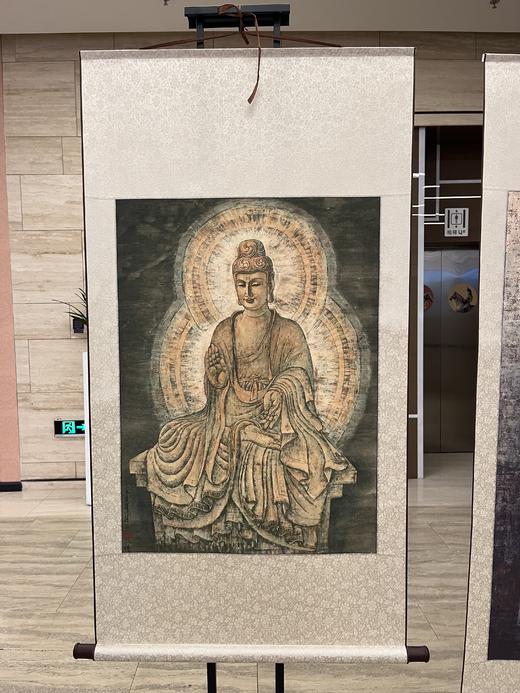 麦积山石窟雕塑重绘复制画 谢成水老师画作卷轴画 商品图0