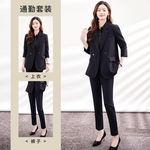 【上衣+裤子】罗蒙女式套装商务通勤气质百搭后摆侧开叉西装两件套女 商品图2