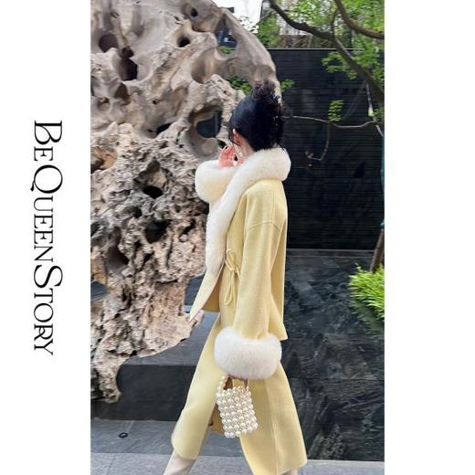 BeQueenStory【枕香如玉】新中式刺绣纤细澳毛拼接狐狸毛毛呢套装 商品图2