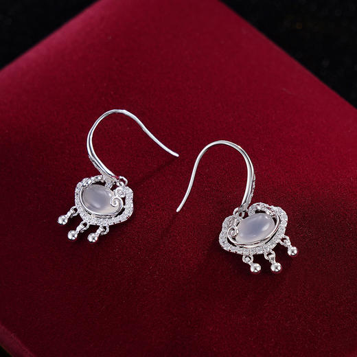 子佩集S925银【水云萦回】耳环【YEH-0920】白玉髓2310 商品图4