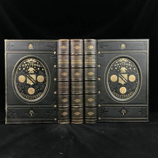 据第一对开本重新珂罗版印刷！约1880年 莎士比亚全集（全3卷） 派顿爵士精美版画插图 全真皮精装 商品图0