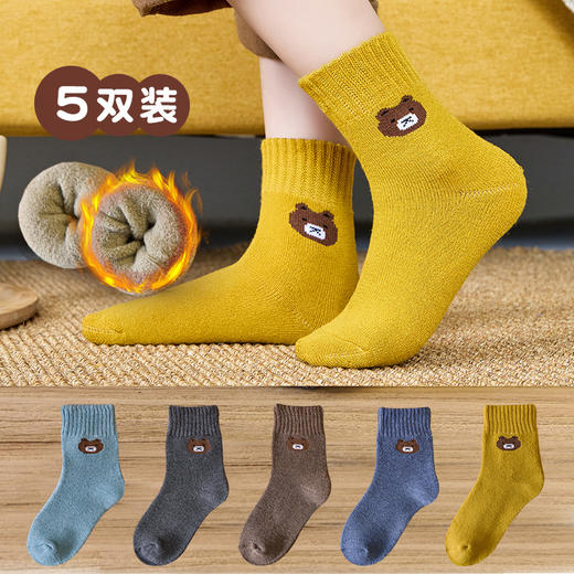 5双装【儿童毛圈袜】秋冬季加绒加厚保暖   宝宝地板袜  中筒毛巾袜潮 商品图5