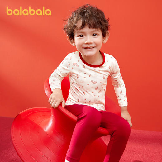 巴拉巴拉宝宝秋衣秋裤龙年儿童保暖内衣套装男童女童睡衣发热红色 商品图2