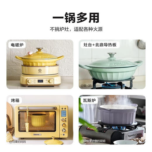 【小家电】北鼎珐琅锅铸铁锅汤锅家用焖炖烧锅煲汤电磁炉搪瓷 HF 商品图2