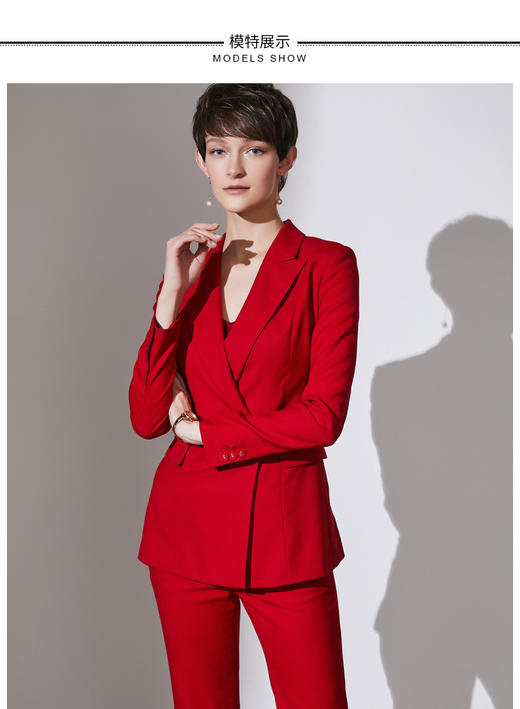 孤品 J93A3951颈袖添香品牌冬季装新款时尚气质女工作服职业装女装套装西装套裤 商品图5