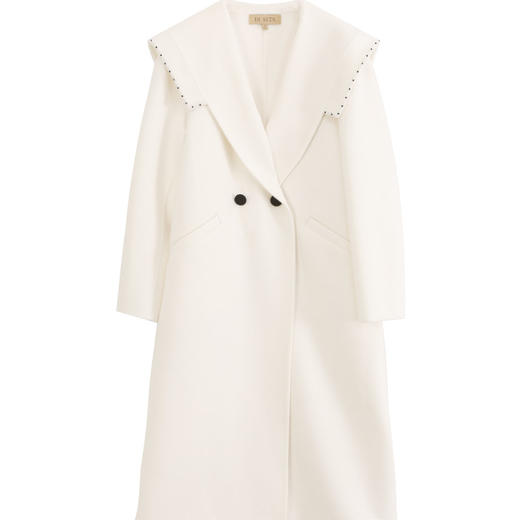 玳莎披肩领羊毛双面呢大衣女秋冬新款优雅钉珠设计感外套   DD39310 商品图4